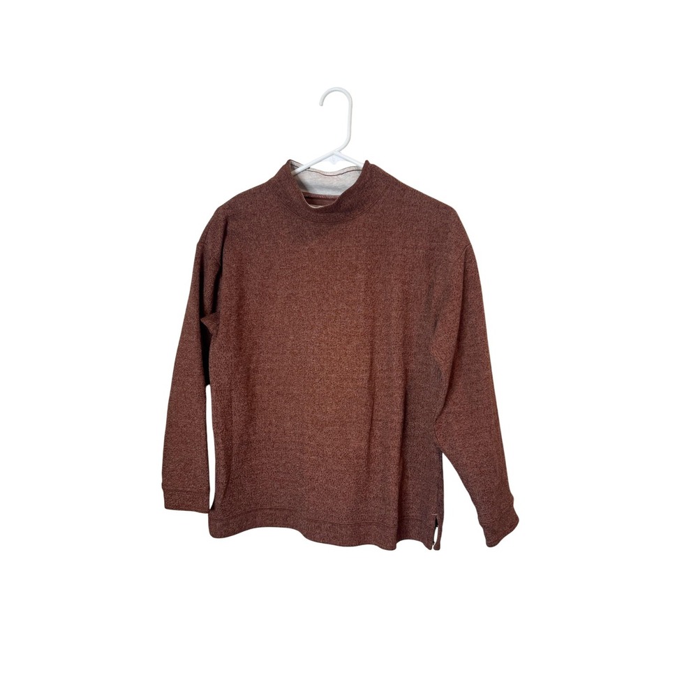 Carbon2Cobalt Sweater Mens Medium Brown Mock Neck Long Sleeve Knit Pullover‎